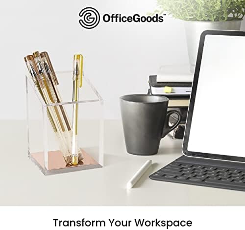 Acfory Goods Акрилно пенкало и држач за моливи - модерен трапезоиден дизајн - Организатор на убава биро за домови или канцеларија