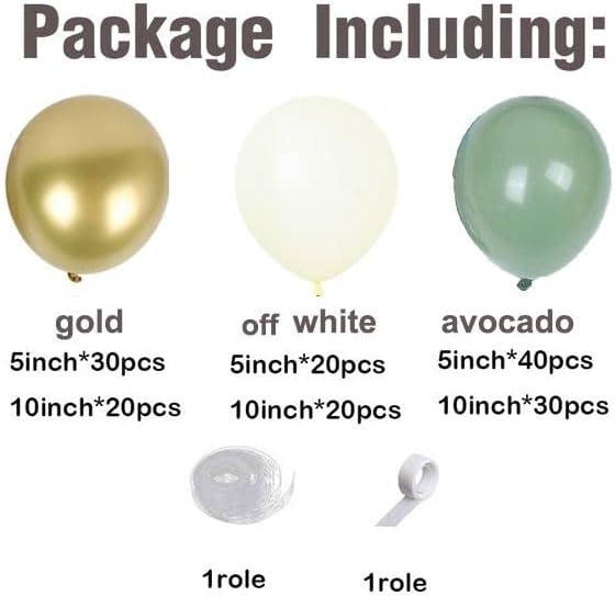 Комплет за лакови од беж златен балон од беж злато - 162 парчиња песок и маслиново - за туш за бебиња, свадби, годишнини, декорација