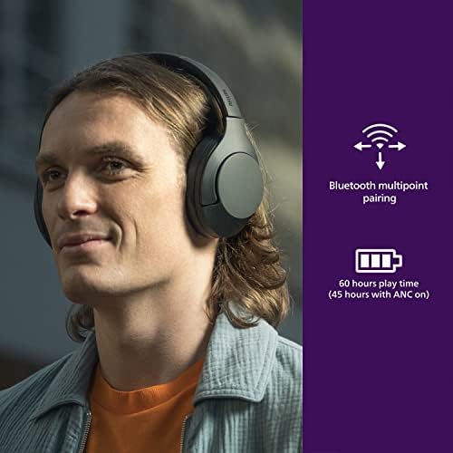 Philips H8506 безжични слушалки со над уво со откажување на бучава Pro и Multipoint Bluetooth врска, 60 часа играње време, време,