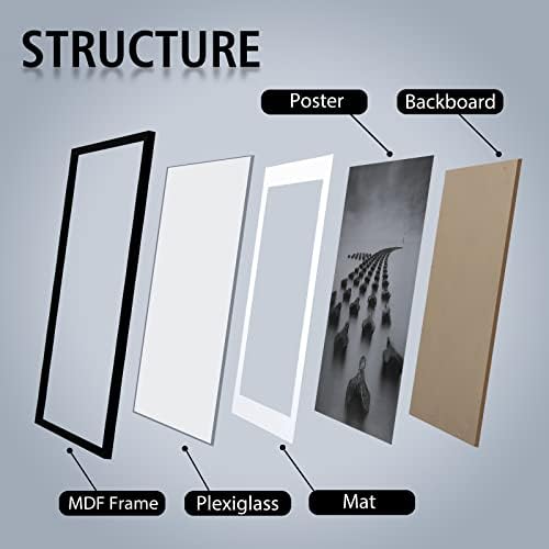 Doai Art 24x36 Постерска рамка црна без мат или рамка за слика 20x30 со мат - полиран плексиглас за wallид вертикално или хоризонтално приказ - вклучен хардвер за монтирање на w