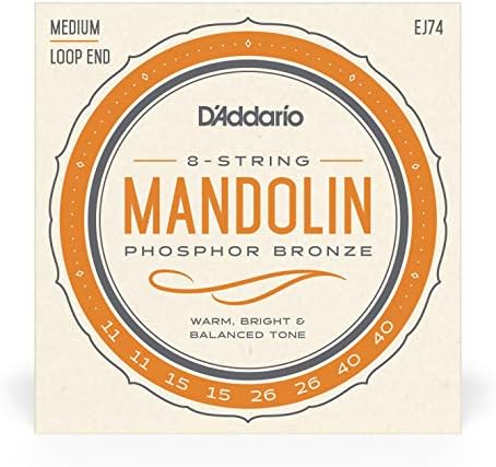 D'Addario Mandolin Strings - мандолин жици - бронза на фосфор - за 8 жици мандолин - богат, целосен тонски спектар - EJ74 - Среден,