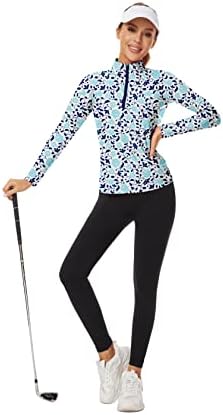 Women'sенски голф кошула со долг ракав 1/4 Познати влезови тениски кошули кои трчаат пешачење на отворено врвови