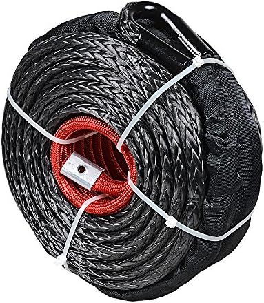 Astra Depot 95ft X 3/8 Црна синтетички кабел за јаже 20500 bs Заштитна ракав за обновување на ракав АТВ UTV брод Ремзи