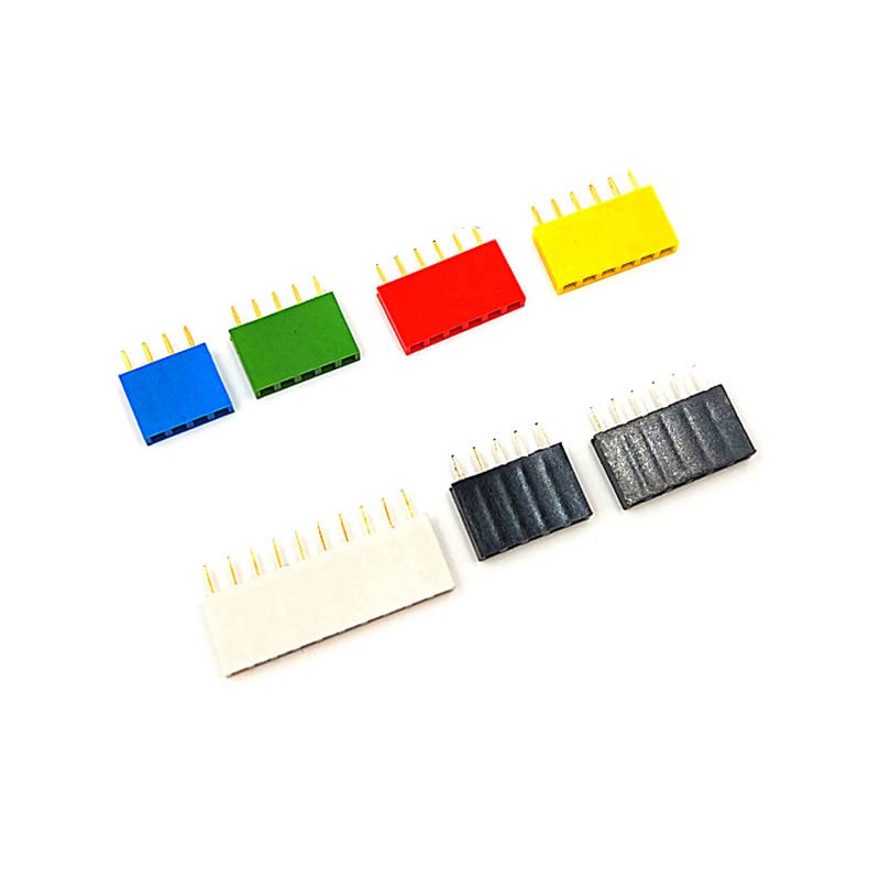 NQHUY 10PCS 2.54mm Single Row Connectorенски конектор за заглавие 2/3/4/6/8/10/16/40p лента Pinheader PCB табла Шарен штекер