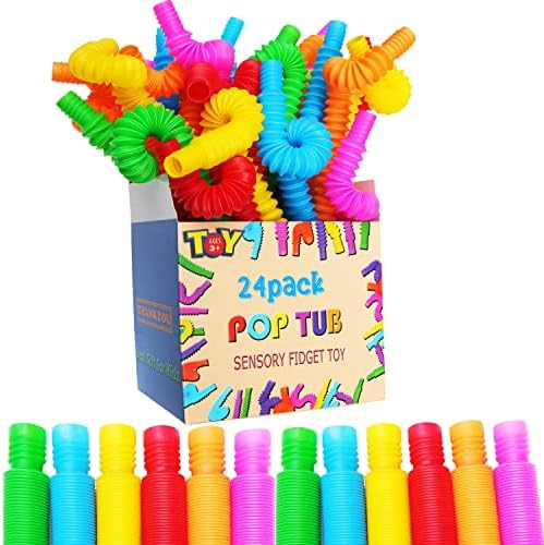 Penvinoo 24 парчиња поп цевки Fidget играчки за деца и сензорни играчки за деца и играчка за олеснување на стресот на Алдул