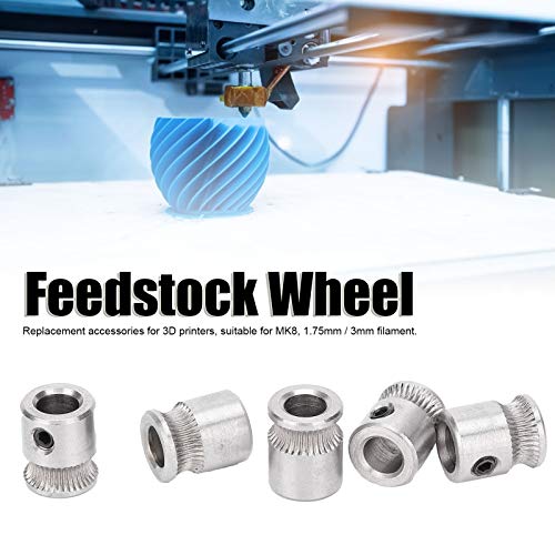 5PCS FeedStock Wheel Не'рѓосувачки челик 3Д печатач за екструзија на тркала за екструзија на тркала конкавна опрема 3D додатоци за печатач за екструдер MK8