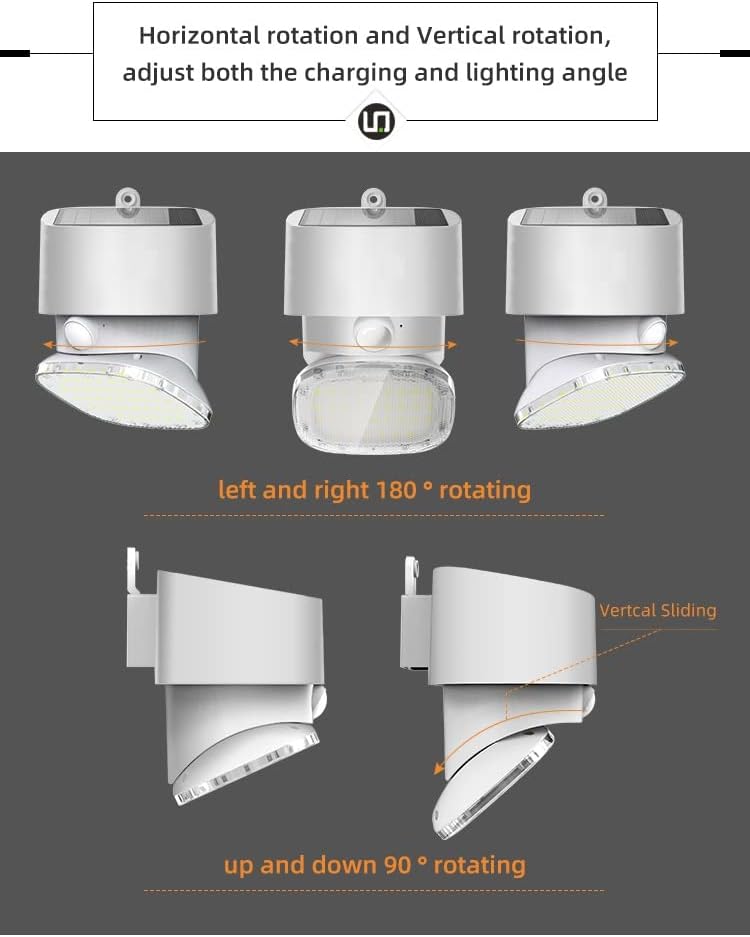 Brighticonic Solar LED светла на отворено безжични безбедносни светла на поплави сензори за движење на отворено, wallидно светло,