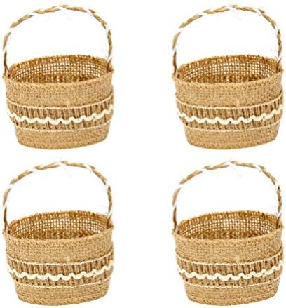 PRETYZOOM 4pcs Burlap Свадба Девојка Цвет Кошница Невестата Кошница Со Рачка За Свадба Церемонија Партија Корист