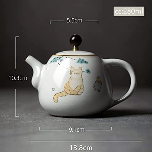 Канцелариски чајник 280ml керамички чајници рачно изработени симпатични мачки шема на мачки котел за преносни филтрирање чај сад дома