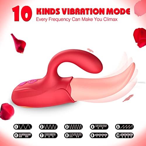 Вибратор за лижење на клиторичен јазик, роза играчка 2 во 1 за жени, стимулатор за брадавица од Г-точка со 10 режими на вибрации Дилдо Вибратори Секс играчки за возрас?
