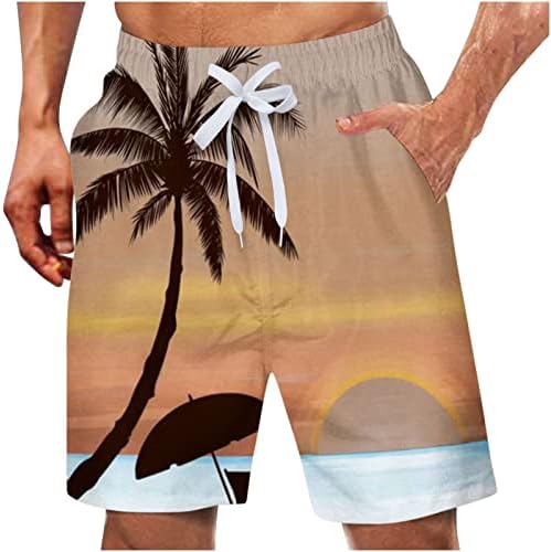 Плус големина шорцеви на плажа за мажи Графички печати Брзи суви плочи од табла со плажа со џебови за удобност за вежбање на тренинзи
