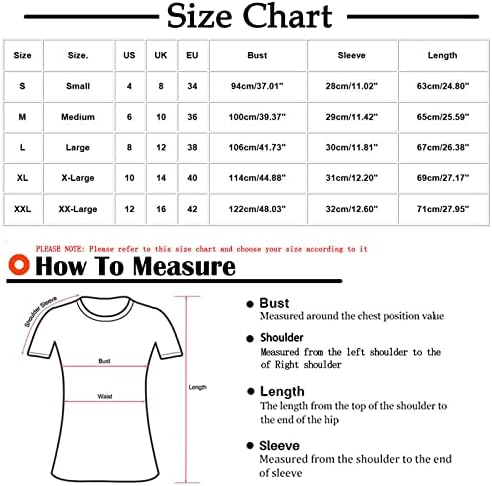 Летни маици за жени со кратки ракави на кратки ракави Трендовски V вратот од вратот, боја, графички печатење манчиња, обична блуза