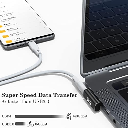 AUVIPAL USB C 90 Степен Адаптер, 40GBPS USB C Машки НА USB C Женски Конектор, USB Тип C Екстендер За MacBook Pro, iMac, iPad Pro,