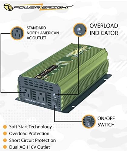 Инвертер за напојување со напојување од 1000 вати, DC 24V до 120V AC инвертер на автомобили, модифициран конвертор на синусен бран, резервна