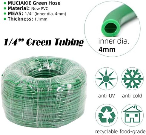 SHZBCDN 10-70M 1/4 '' Зелена градинарска наводнување црево за наводнување на црево за вода цевка за микро капење за ирганизација систем 4/7мм