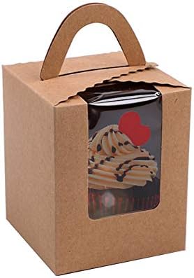 50 Парчиња Кутии За Кекси Од Крафт Хартија, Преносливи Единечни Индивидуални Кутии За Подароци За Кекси Со Влошки Од Прозорци
