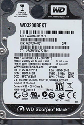 WD3200BEKT-60PVMT0 Western Digital 320 GB 7200RPM SATA 3.0 GBPS 2,5 инчи Шкорпија Хард диск