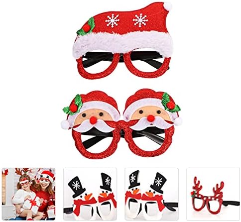 Абоофан Божиќни очила Рамки 2 парчиња црвен снежен човек на ирваси Дизајн Божиќни очила за сонце Смешни очила за одмор Фото Фото реквизити