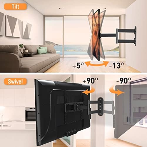 Elived TV Wall Mount за повеќето телевизори 26-55in, вртење и навалување на ТВ заграда MAX VESA 400x400mm до 77 bs, Универзална