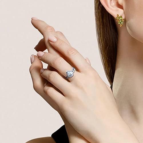 Нова круша во форма на вода во форма на циркон прстен, женски за ангажман прстен свадба ангажман накит, женски свадбени прстени, накит смола