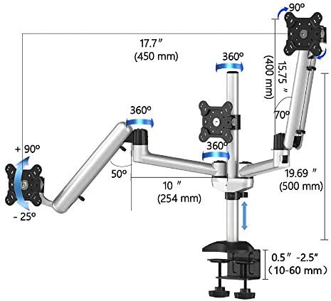 Cotytech Triple Monitor Monitor Mount Mount Slow профил и брзо ослободување