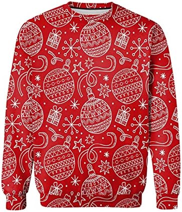 GDJGTA за машка зимска Божиќна печати обична лабава лабава врата џемпер со џемпер со закачен џемпер