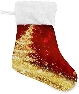 Алаза Божиќни чорапи Златна сјајна елка Класик Персонализирани мали декорации за порибување за семејни сезонски празници Декор на забава