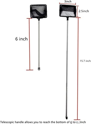 Рибна Мрежа bnafes За Резервоар За Риби, Скупер Со Длабока Мрежа Од 2,5 Инчи Со Рачка Што Може Да Се Продолжи До 15,7 Инчи Долга Голема
