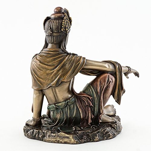 Врвна колекција H 7.25 W 6,5 Вода и Месечината Quan јин во кралската леснотија Пози статуа во ладна бронза - божица на милоста Буда Статуа