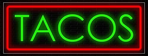 Неонски знак Tacos за малопродажни дисплеи | LED Flex Flex Neon | Електронски LED знак за светло за прозорци/wallsидови | 24 w x 10 h x 1 d
