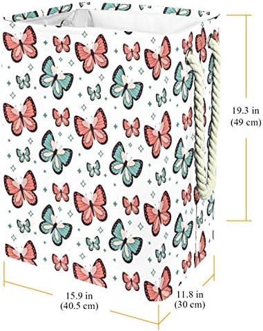 МАПОЛО Перење Пеперутки Едноставна Преклоплива Ленена Корпа За Складирање Алишта Со Рачки Држачи Што Се Одвојуваат Добро Држејќи Водоотпорен
