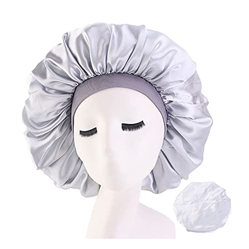 Fshion Women Women Satin Night Sleep Cap Hash Bonnet Hat Silk Head Cover Side Elastic Band-CF