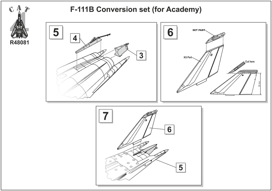 Комплетна конверзија CAT4 R48081 F-111B сет 151970/71/72 1/48 скала