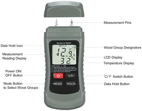 Wdbby дрво навлажнувач Е метар LCD дигитален влага тестер за протекување на вода детектор за истекување 4 режими Температура на податоци