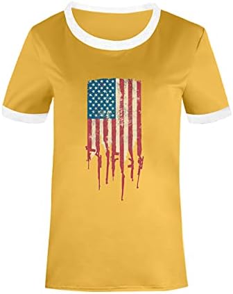 Американско знаме срце за жени за жени 4 -ти јули патриотска кошула трендовски лабава вклопена туника маичка графичка блуза за
