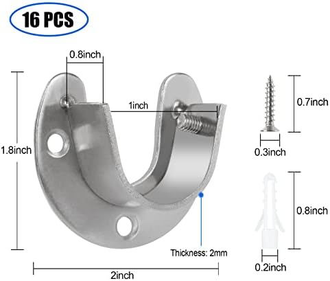 16 парчиња за држачи за шипки од не'рѓосувачки челик, 1 инчен диа диа, држач за прицврстувачи на приклучокот, држач за шипка за