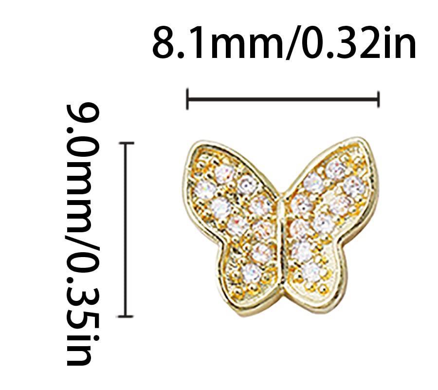3Д пеперутка нокти метални ригистони нокти уметност убавина дизајн декорација занаетчиски накит DIY декорација на ноктите нокти кристали скапоцени камења пеперутк