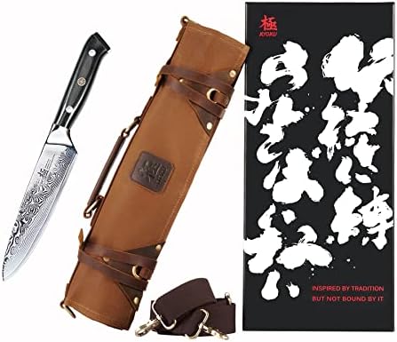 Киоку Шогун Серија Готвач Комунални Нож + Професионален Кафеав Готвач Нож Ролна Торба