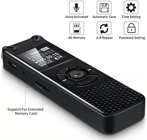 DLOETT Професионален Глас Активиран Дигитален Аудио Рекордер Снимање Диктафон WAV Mp3 Плеер