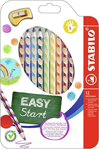 Easономски Молив За Боење - Stabilo EASYcolors-Левак-Пакет Од 12-Избрани Бои Со Острилка