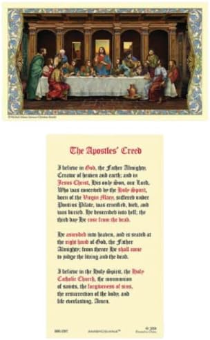 Света картон на Имијац Прва причест, молитва на верата на апостолите на задниот дел, Религиозни прирачници за последна вечера и повеќе,