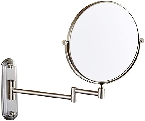 Огледало за шминка монтиран во aах, месинг од 8 инчи, двојно еднострано огледало за бричење, бања што може да се прошири 360 ° вртење козметичко суета огледало, никел, 5?