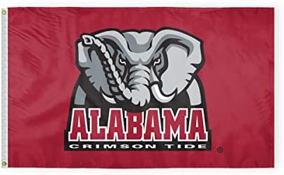 Агас Голем универзитет во Алабама, лого на слонови, Crimson Tide Flags - 4x6 ft двослоен печатен полиестер со месинг громи - официјално