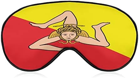 Сицилија знаме за спиење за слепите маски за слепите сенка на окото Смешно ноќно покритие со прилагодлива лента за жени мажи