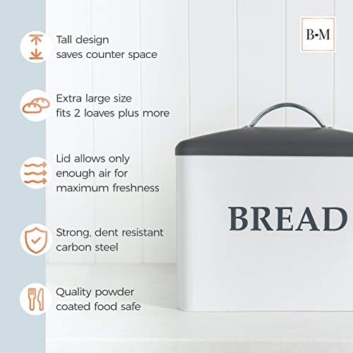 Екстра Голема Кутија За Леб-Кутии За Леб За Кујнски Шалтер Држи 2 + Лебови За Целото Складирање Леб-Организатор На Контејнери