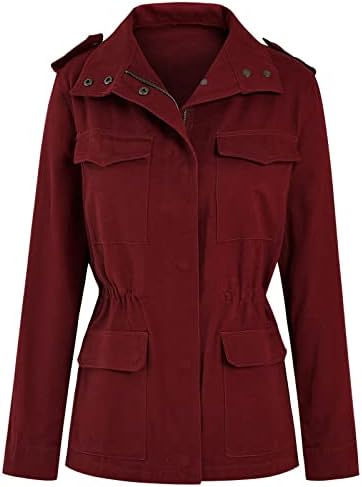 Женска плус јакна со големина на дневна есен редовно палто редовно вклопување дише лежерна јакна со долга ракав цврста боја ватиран палто