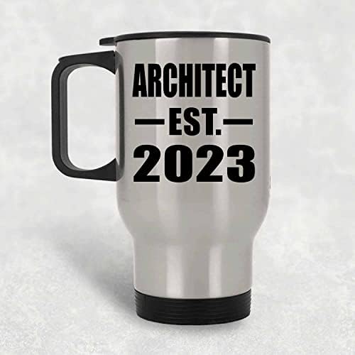 Дизајн на архитект основана EST. 2023 година, Клугла за сребро патување 14oz Изолиран од не'рѓосувачки челик, подароци за роденденски годишнини