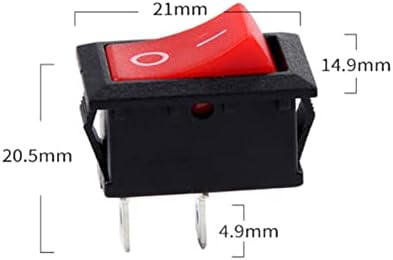 Прекинувач за копче за притискање 15x21mm SPST 2PIN 6A 250V 10V 125V KCD1-101 SNAP-IN IN/OFF BOAT ROCKER SWITCH 15мм*21мм црно црвено