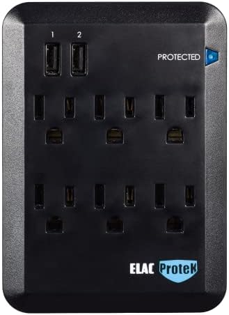 ELAC PROTEK 6 OUTLEST SURGE PRATER/CLAINDIONER со двојна USB