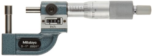 Mitutoyo 295-314 Tube Micrometer, Механички контра модел, Ratchet Stop, 0-1 Опсег, 0,0001 Дипломирање, +/- 0.00015 Точност,